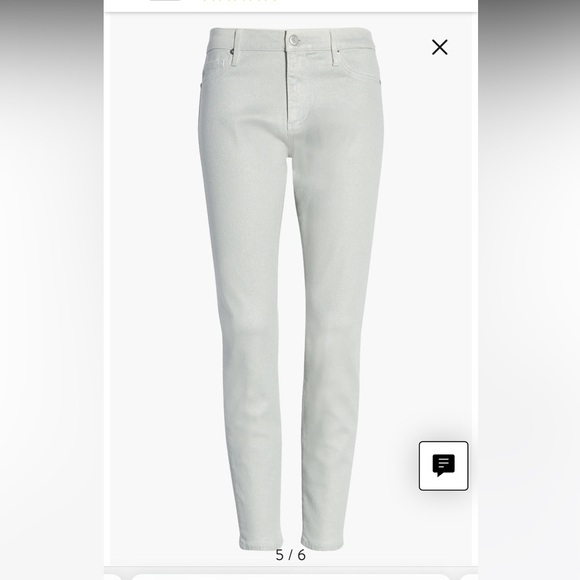 AG sparkly Farrah Skinny High-Rise Ankle Jeans Luminous silver fade to Grey - Picture 7 of 9